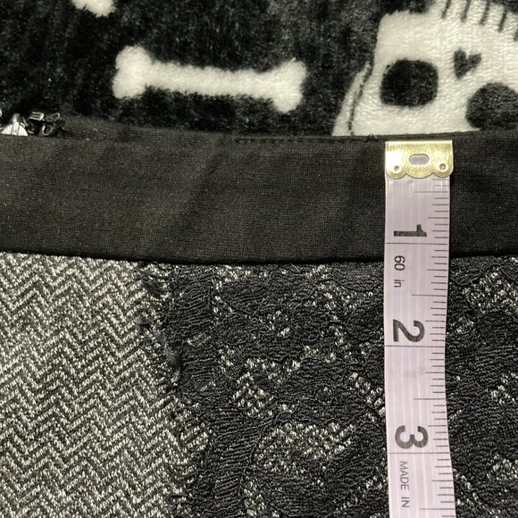 RICKI's Black grey herringbone pencil skirt ~ MEDIUM lace detailing goth skirt - Picture 8 of 13